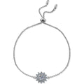 Sunflower Moissanite Adjustable Bracelet with CZ in Rhodium-Plated S925 sterling silver white background product photo showing bracelet shape and moissanite setting