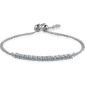 Mini Tennis Moissanite Adjustable Bracelet in Rhodium-Plated S925 sterling silver white background product photo showing bracelet shape and moissanite setting