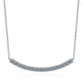 Curved Bar Moissanite Necklace in Rhodium-Plated S925 sterling silver on white background showing pendant shape and round moissanite