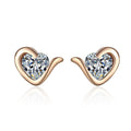 Heart Moissanite Stud Earrings in Champion Gold-Plated S925 sterling silver white background product photo showing the pair, stone shape, and stud earrings silhouette