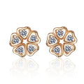 Floral Moissanite Stud Earrings in Champion Gold-Plated S925 sterling silver white background product photo showing the pair, stone shape, and stud earrings silhouette