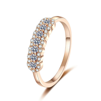 Pave Moissanite Stackable Ring in champagne gold-plated S925 sterling silver on clean white background