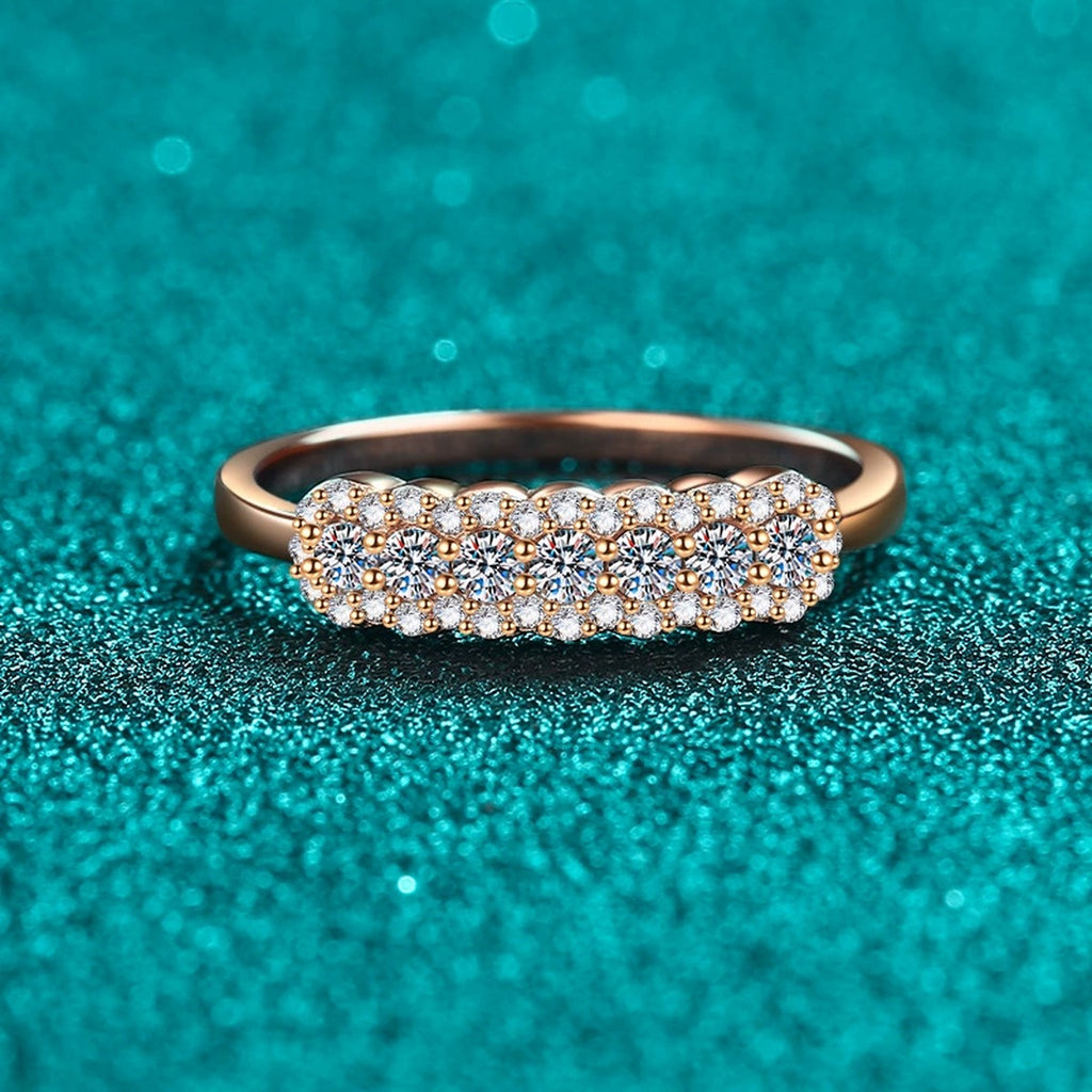 Pave Moissanite Stackable Ring product view showing moissanite setting and metal finish