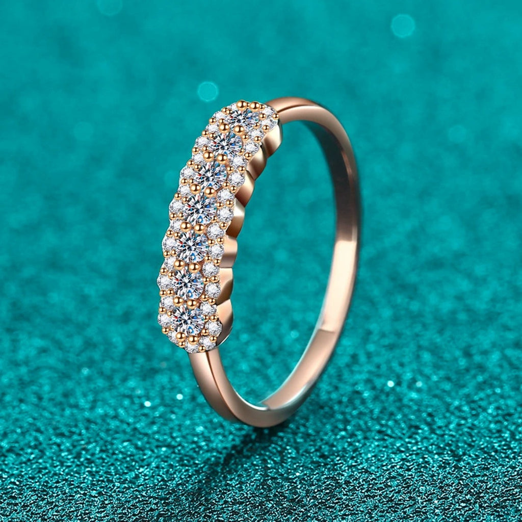 Pave Moissanite Stackable Ring product view showing moissanite setting and metal finish