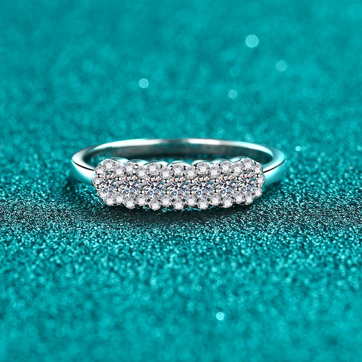 Pave Moissanite Stackable Ring product view showing moissanite setting and metal finish