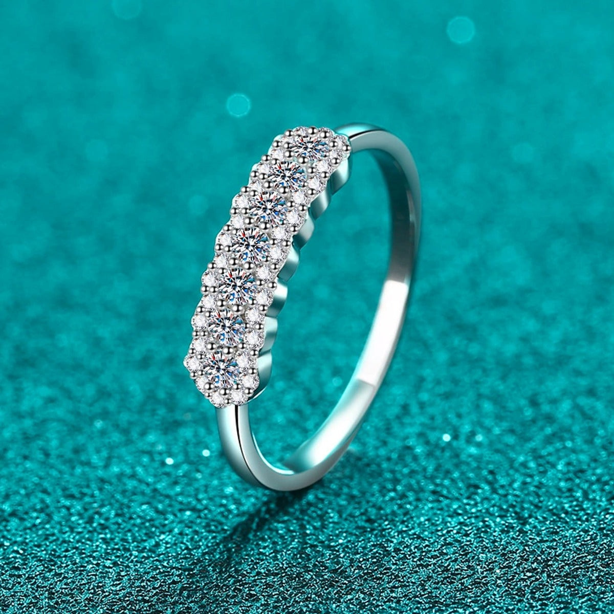 Pave Moissanite Stackable Ring product view showing moissanite setting and metal finish