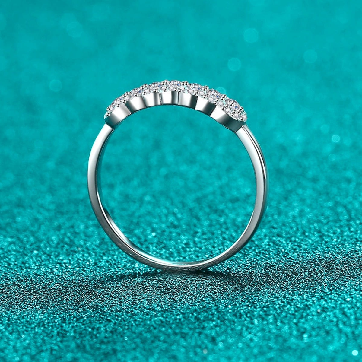 Pave Moissanite Stackable Ring product view showing moissanite setting and metal finish