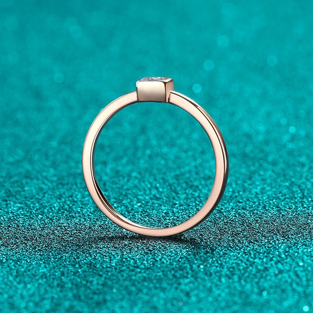 Princess Cut Moissanite Band Ring product view showing moissanite setting and metal finish
