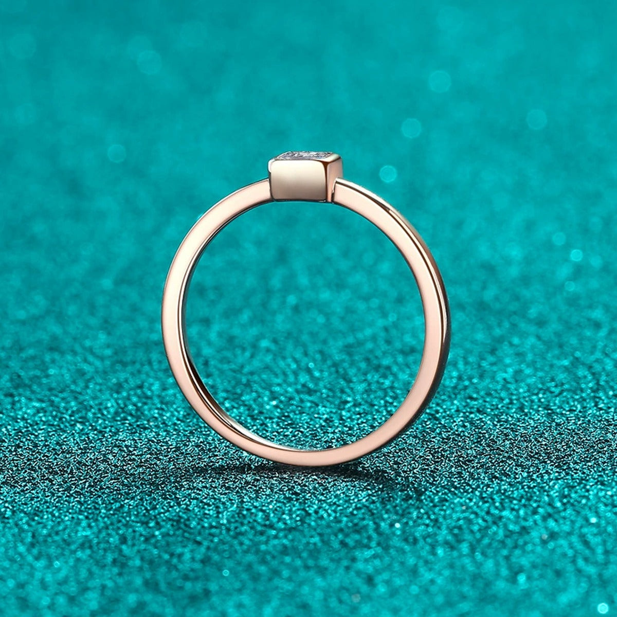 Princess Cut Moissanite Band Ring product view showing moissanite setting and metal finish