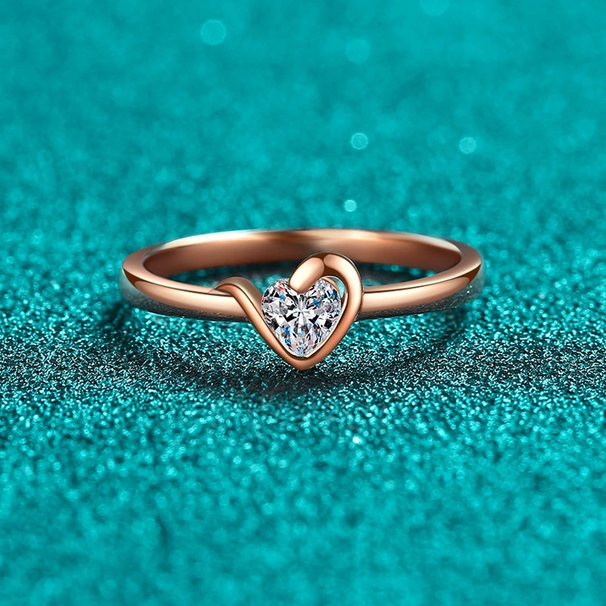 Heart Cut Moissanite Promise Ring product view showing moissanite setting and metal finish