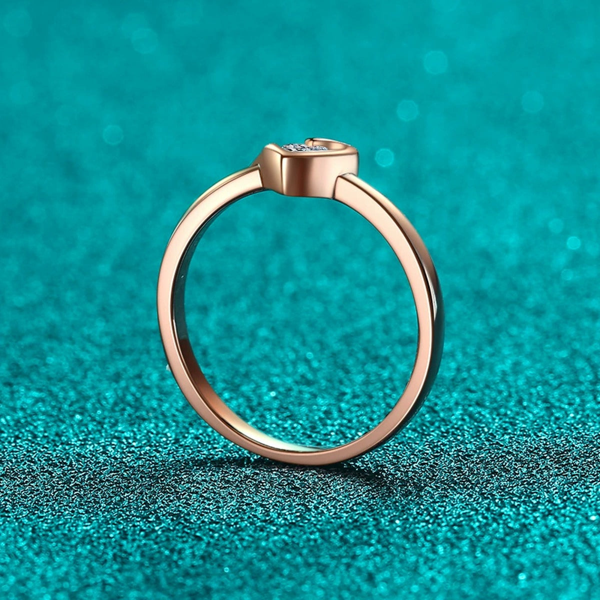 Heart Cut Moissanite Promise Ring product view showing moissanite setting and metal finish