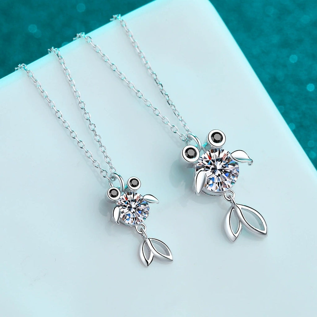 Fish Moissanite Pendant Necklace with CZ in Rhodium-Plated S925 sterling silver product scene view showing pendant detail