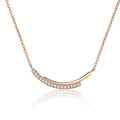 Smile Bar Moissanite Necklace in Champion Gold-Plated S925 sterling silver white background product photo showing curved smile bar necklace with tiny round moissanite stones
