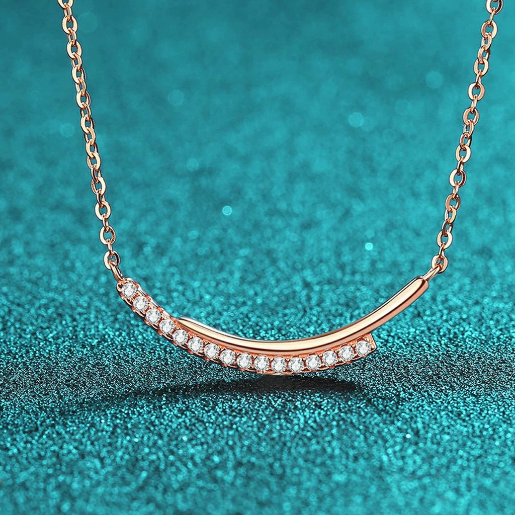 Smile Bar Moissanite Necklace in Champion Gold-Plated S925 sterling silver close-up product scene showing pendant setting