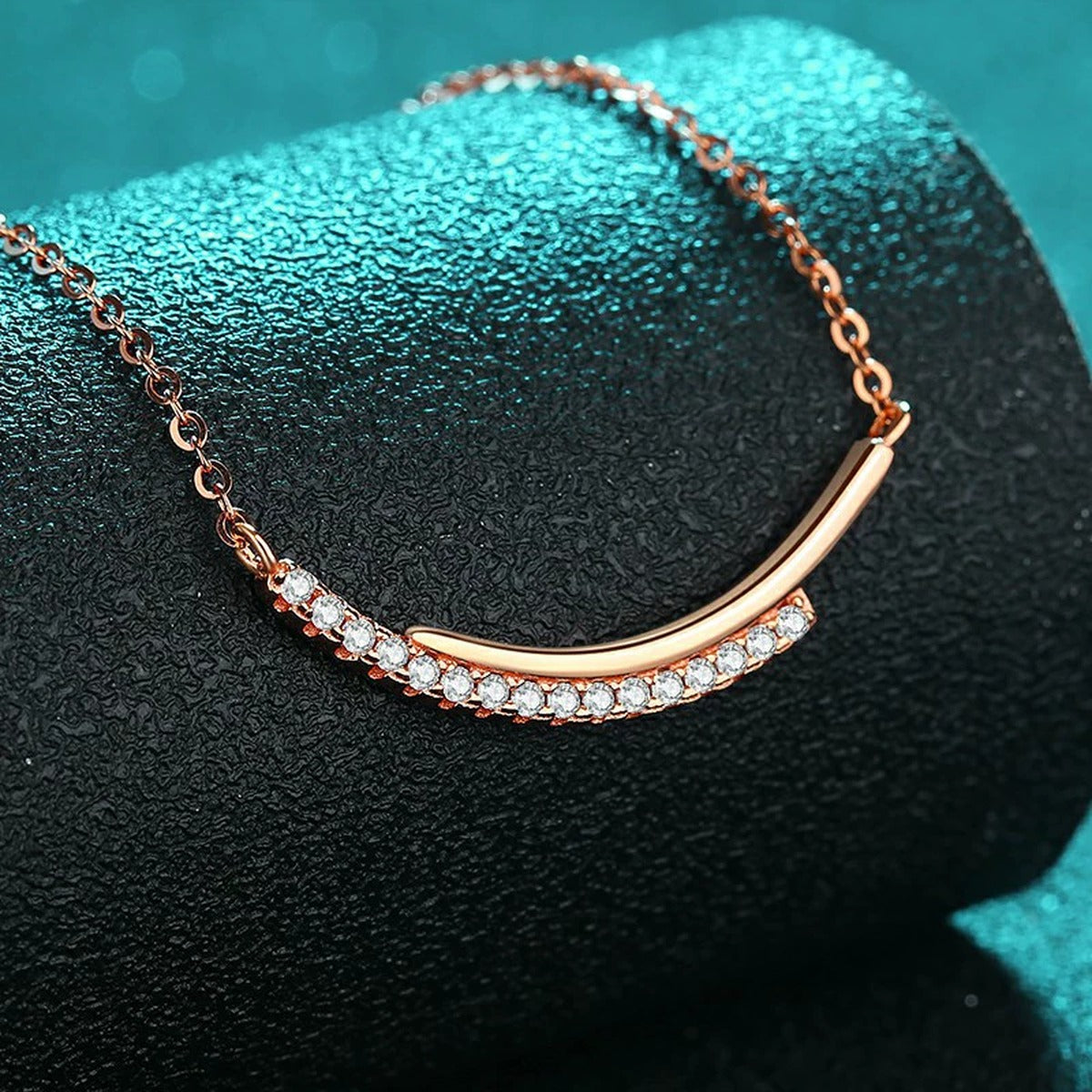 Smile Bar Moissanite Necklace in Champion Gold-Plated S925 sterling silver angled product detail view