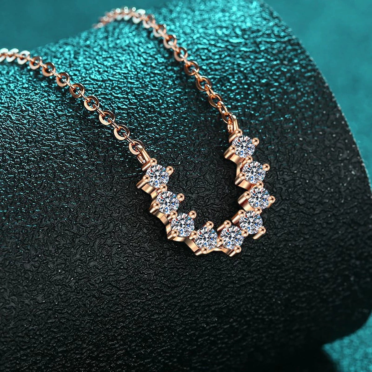 U-Shaped Moissanite Necklace in Champion Gold-Plated S925 sterling silver angled product detail view