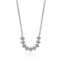 U-Shaped Moissanite Necklace in Rhodium-Plated S925 sterling silver white background product photo showing U-shaped necklace with small round moissanite stations