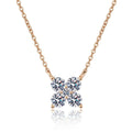 Clover Round Moissanite Necklace in Champion Gold-Plated S925 sterling silver white background product photo showing clover pendant with round moissanite stones in champion gold plating
