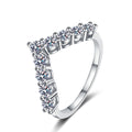 Chevron Moissanite Stackable Ring in rhodium-plated S925 sterling silver on clean white background