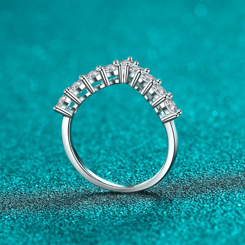 Chevron Moissanite Stackable Ring product view showing moissanite setting and metal finish