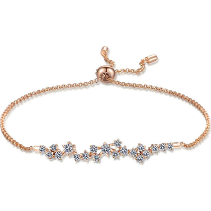Star Moissanite Chain Bracelet in Champion Gold-Plated S925 sterling silver white background product photo showing bracelet shape and moissanite setting
