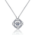 Heart Halo Moissanite Pendant Necklace with CZ in Rhodium-Plated S925 sterling silver white background product photo showing heart-shaped halo pendant with a round moissanite center and CZ accents