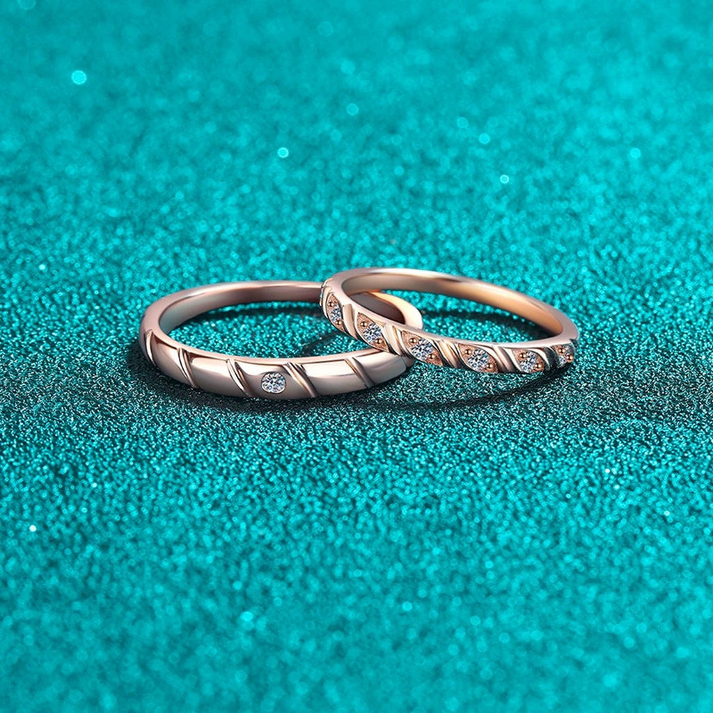 Couples Moissanite Promise Ring Set product view showing moissanite setting and metal finish