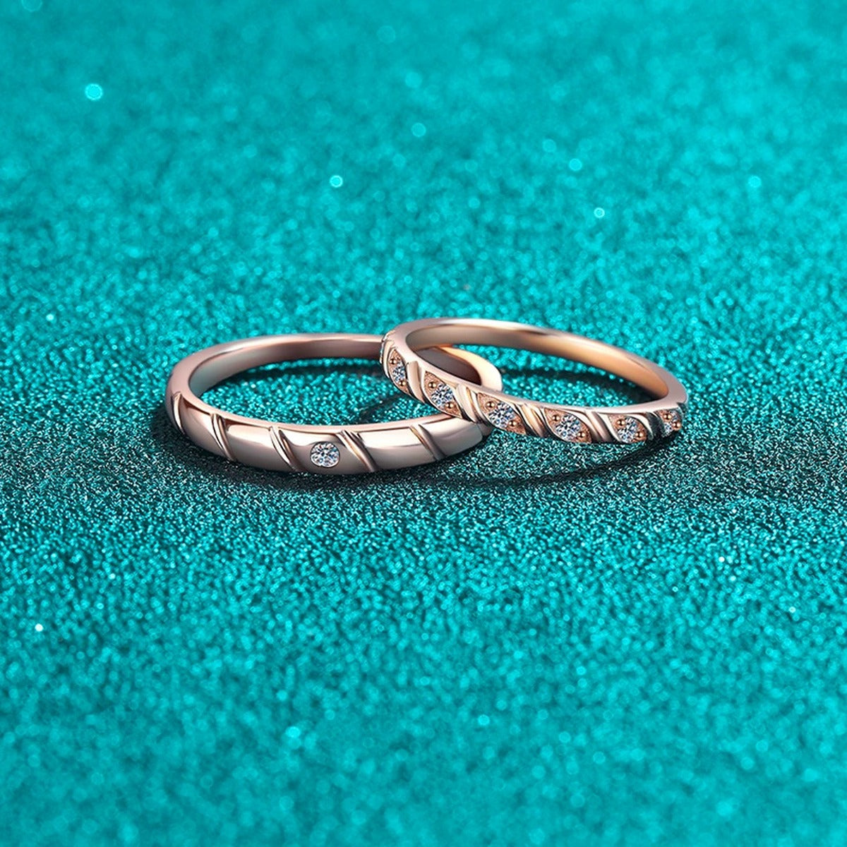 Couples Moissanite Promise Ring Set product view showing moissanite setting and metal finish