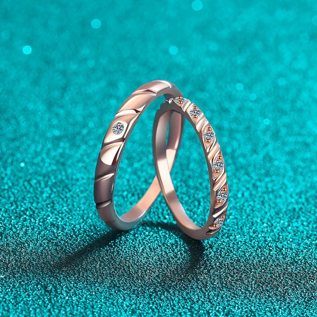 Couples Moissanite Promise Ring Set product view showing moissanite setting and metal finish