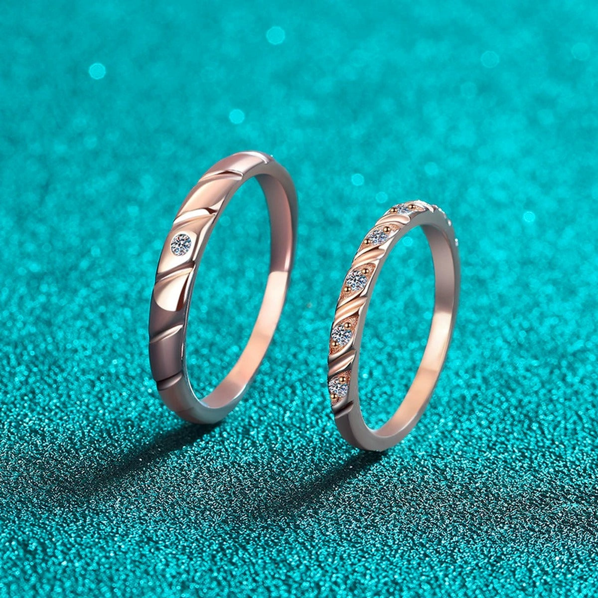 Couples Moissanite Promise Ring Set product view showing moissanite setting and metal finish