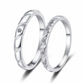 Couples Moissanite Promise Ring Set in rhodium-plated S925 sterling silver on clean white background