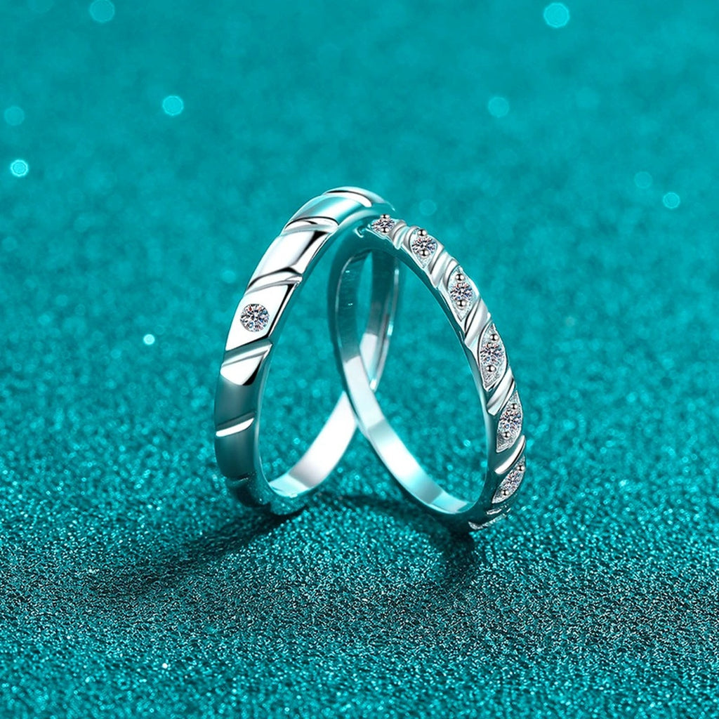 Couples Moissanite Promise Ring Set product view showing moissanite setting and metal finish