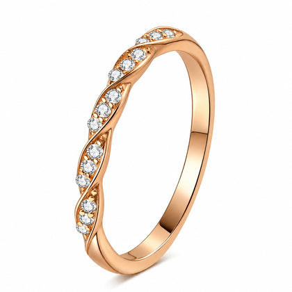 Twist Moissanite Stackable Ring in champagne gold-plated S925 sterling silver on clean white background