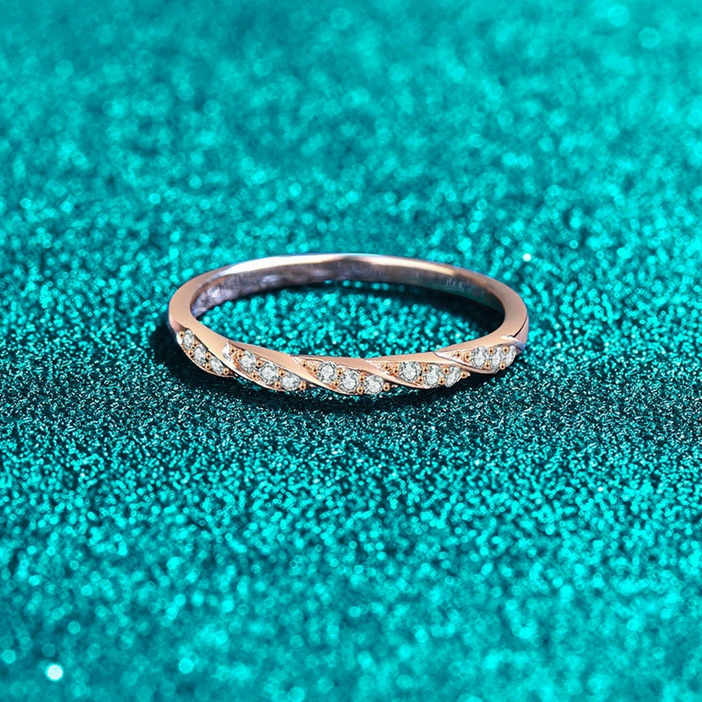Twist Moissanite Stackable Ring product view showing moissanite setting and metal finish