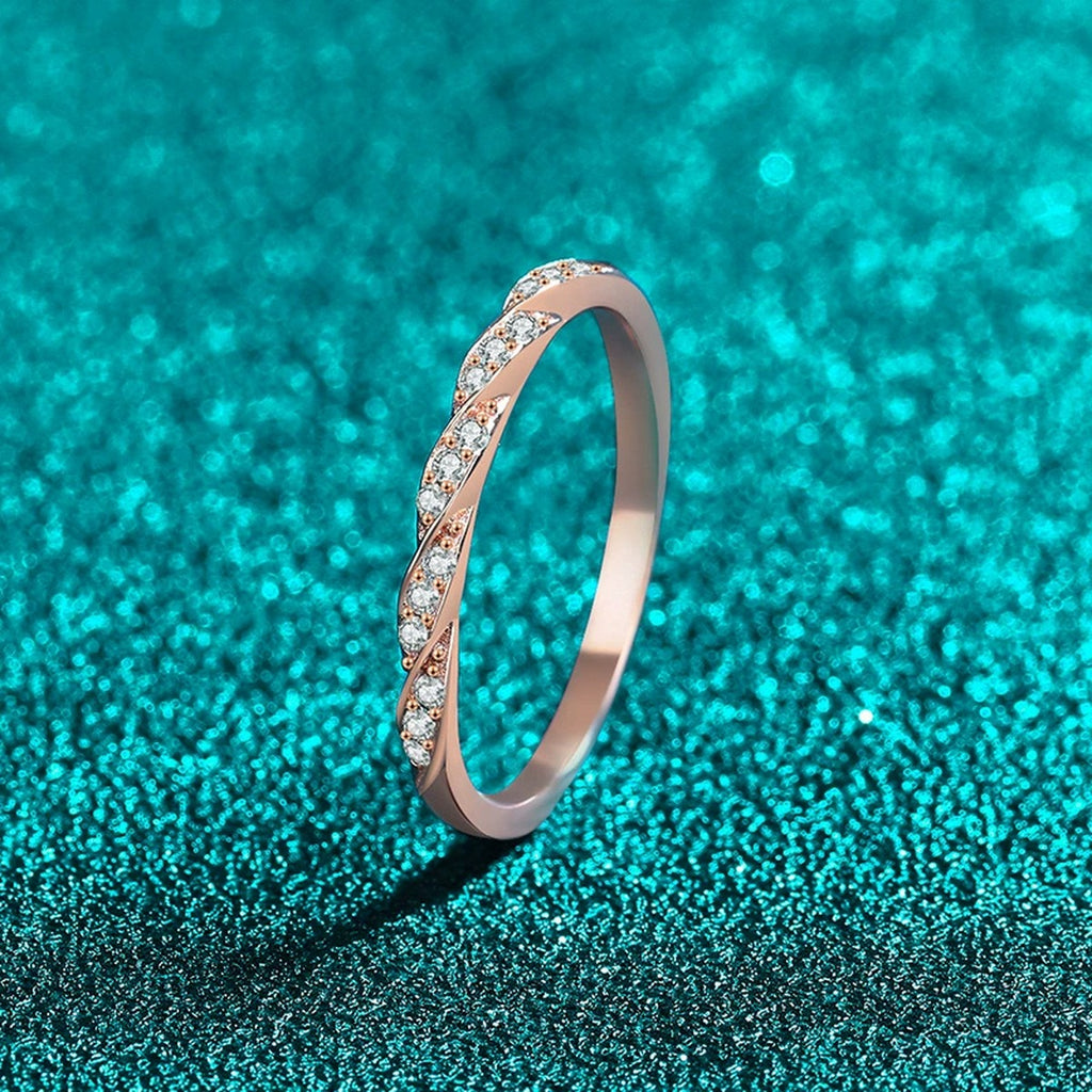 Twist Moissanite Stackable Ring product view showing moissanite setting and metal finish