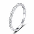 Twist Moissanite Stackable Ring in rhodium-plated S925 sterling silver on clean white background