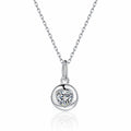 Heart Bead Moissanite Pendant Necklace in Rhodium-Plated S925 sterling silver white background product photo showing heart-shaped bead pendant with a round moissanite center