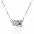 Heart and Rectangular Moissanite Pendant Necklace in Rhodium-Plated S925 sterling silver close-up product scene showing pendant setting