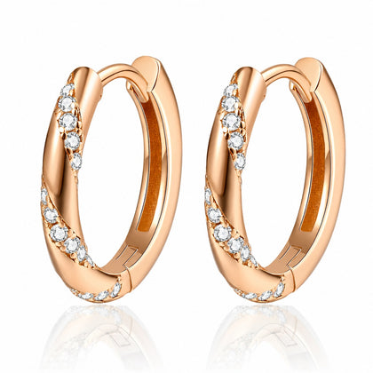 Twisted Pave Moissanite Hoop Earrings in Rhodium-Plated S925 sterling silver white background product photo showing the pair, stone shape, and hoop earrings silhouette