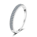 Round Moissanite Stackable Band Ring in rhodium-plated S925 sterling silver on clean white background