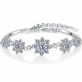 Sunflower Moissanite Adjustable Bracelet with CZ in Rhodium-Plated S925 sterling silver white background product photo showing bracelet shape and moissanite setting