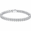Leaf Moissanite Tennis Bracelet in Rhodium-Plated S925 sterling silver white background product photo showing bracelet shape and moissanite setting