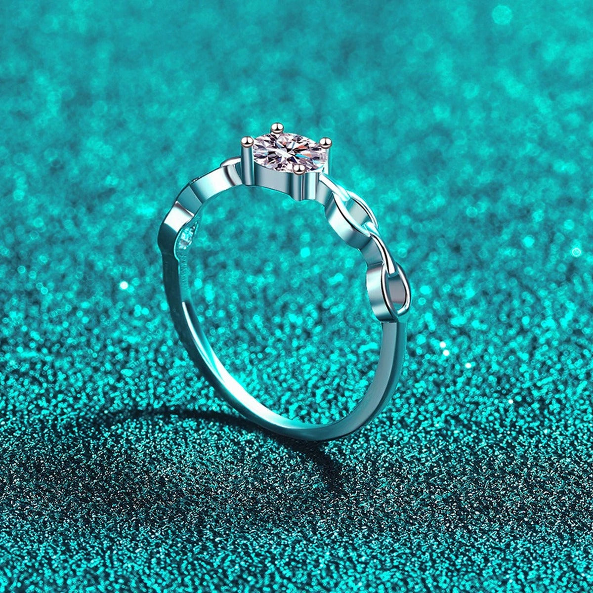 Oval Moissanite Stackable Ring product view showing moissanite setting and metal finish