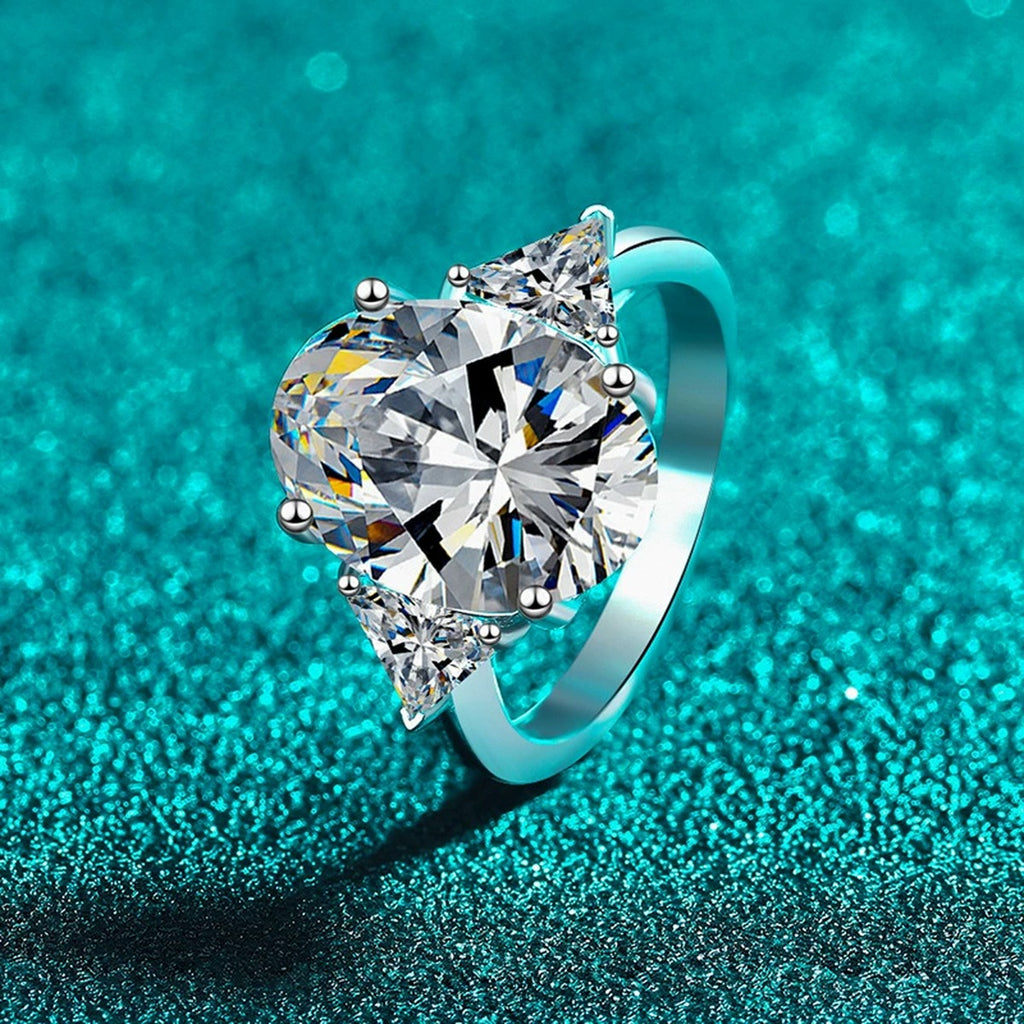 Oval and Radiant Moissanite Statement Ring product view showing moissanite setting and metal finish
