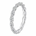 Round Moissanite Stackable Ring in rhodium-plated S925 sterling silver on clean white background
