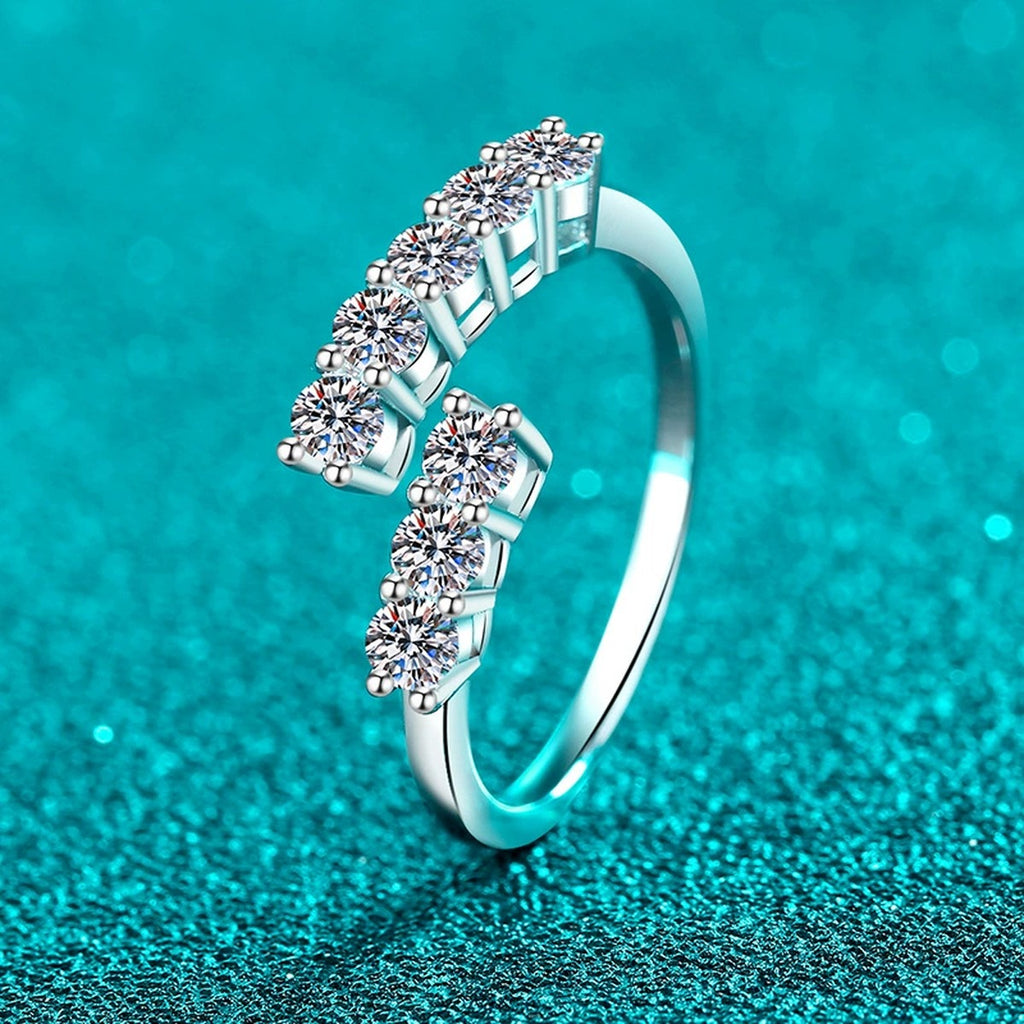 Round Moissanite Stackable Ring product view showing moissanite setting and metal finish