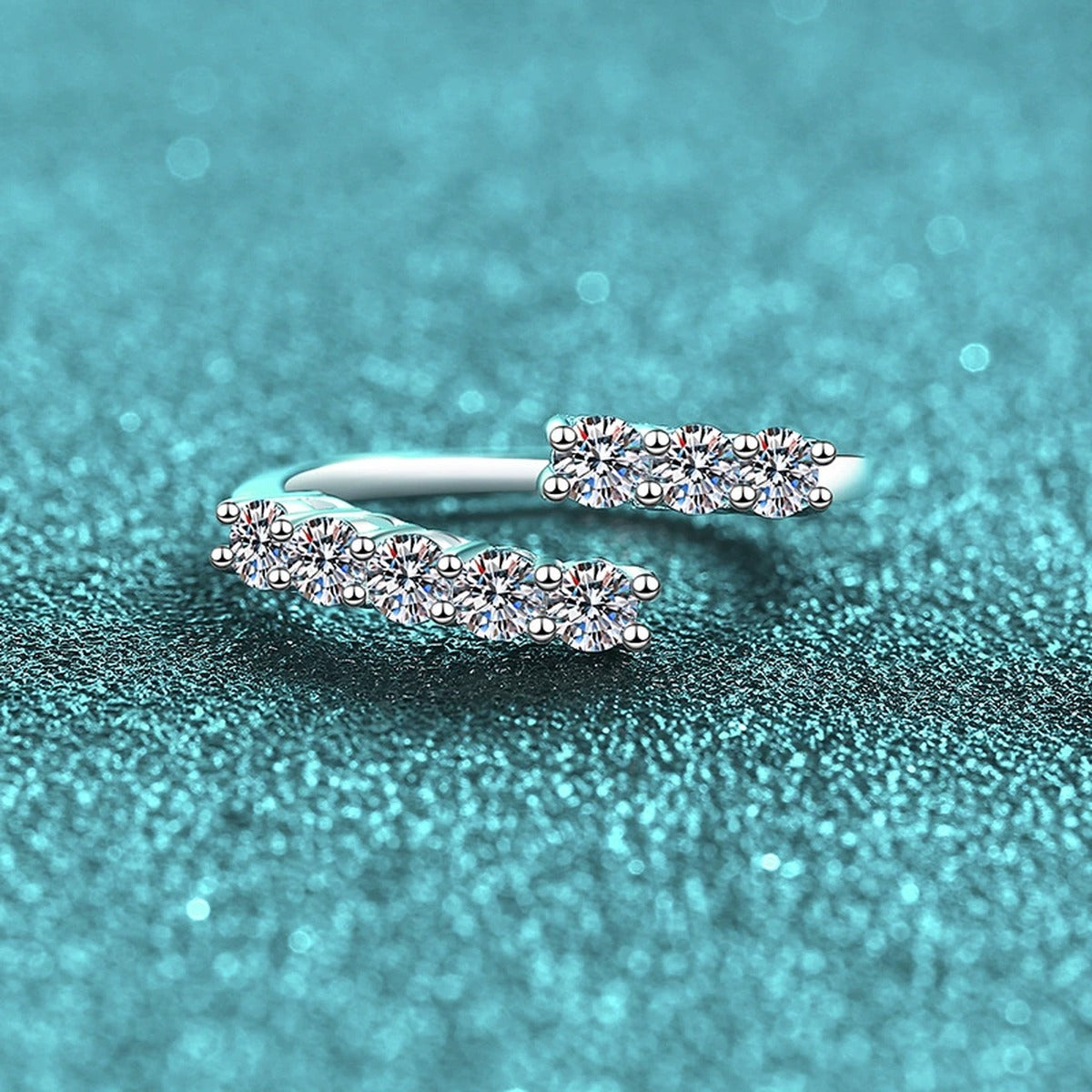 Round Moissanite Stackable Ring product view showing moissanite setting and metal finish