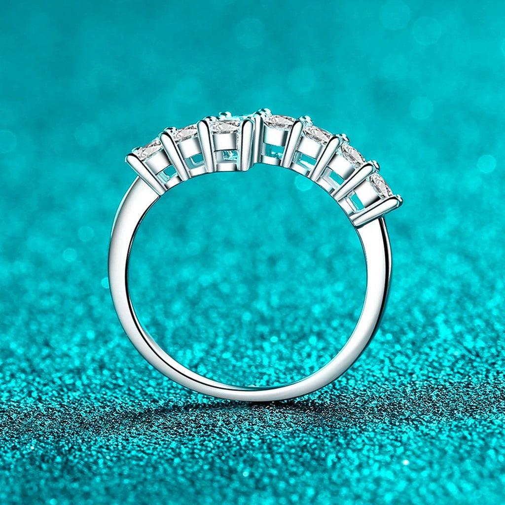 Round Moissanite Stackable Ring product view showing moissanite setting and metal finish