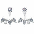 Mixed Cut Moissanite Jacket Stud Earrings in Rhodium-Plated S925 sterling silver white background product photo showing the pair, stone shape, and jacket stud earrings silhouette