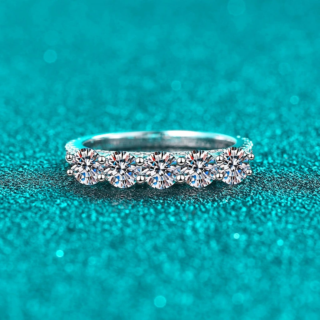 Round Moissanite Ring with CZ product view showing moissanite setting and metal finish